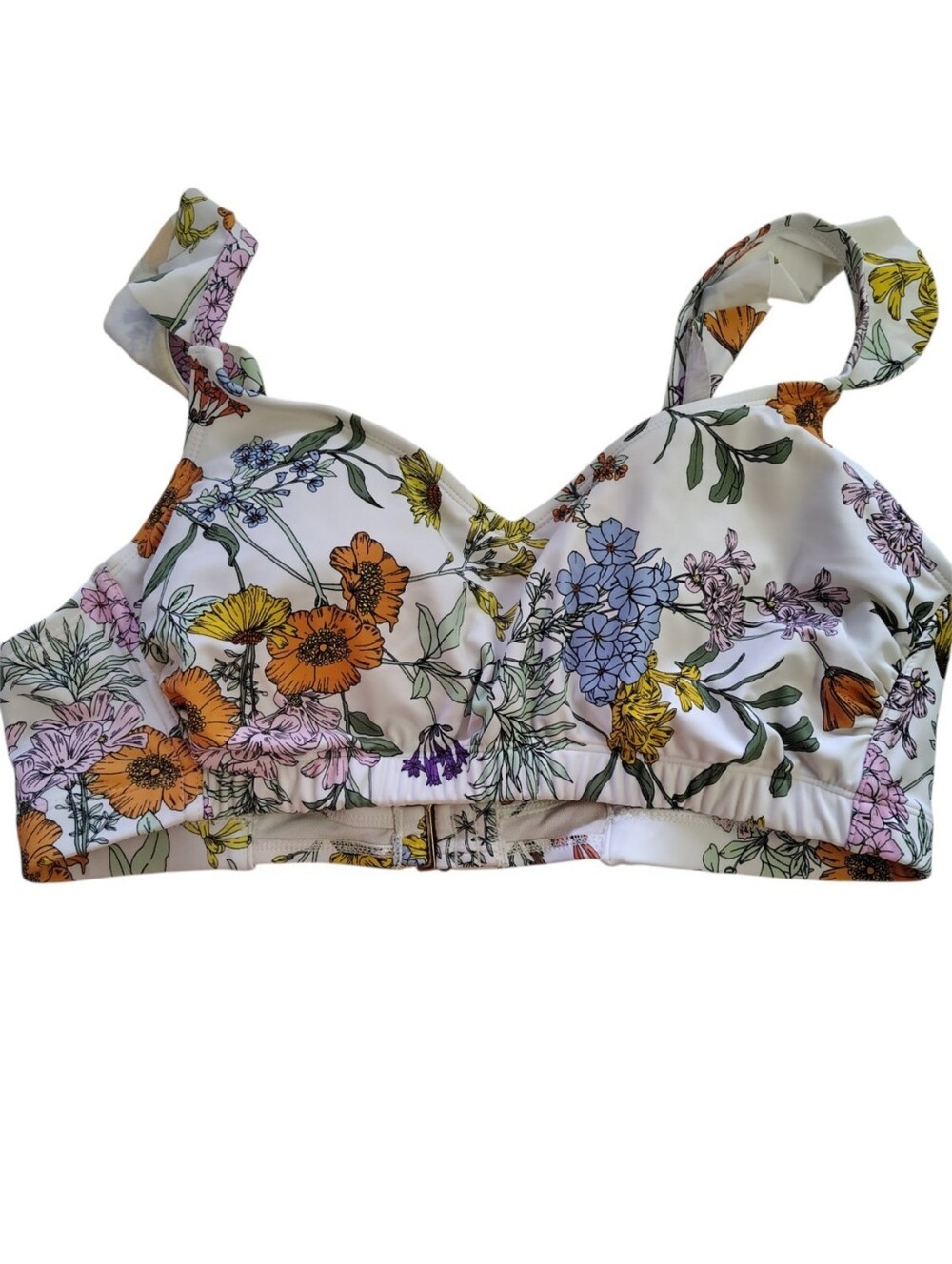 Kona Sol White Floral Bikini Set with Multicolor Blooms top size 1x